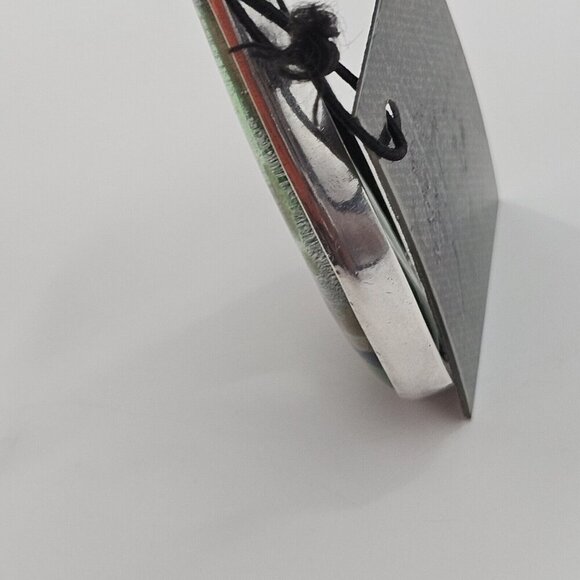 Charles Albert Dichroic Green Art Glass Fine Sterling Silver Necklace Pendant - Picture 8 of 10